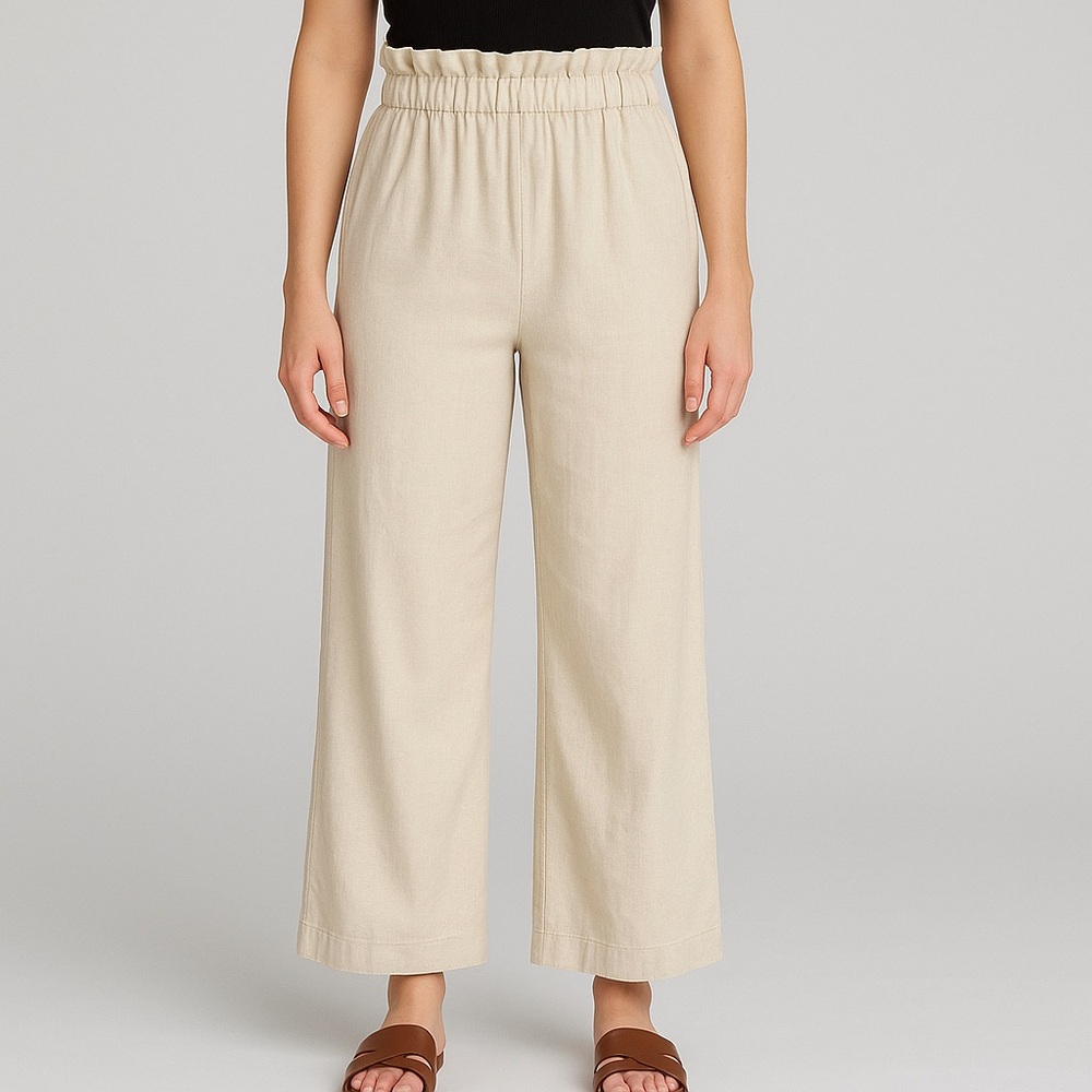 BLANKNYC Women's XS‎ cream Linen Pants Casual Elastic Waist